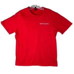 Madison County Iowa Shirt Mens Medium Red Tee Short Sleeve Graphic 100% Cotton